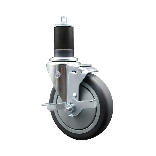5'' Thermoplastic Rubber Swivel 1-5/8'' Expanding Stem Caster with Brake